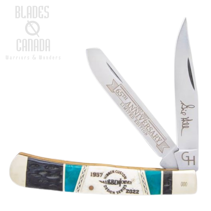 Gil Hibben 65th Anniversary Trapper Folding Knife, Bone Handle, GH5116